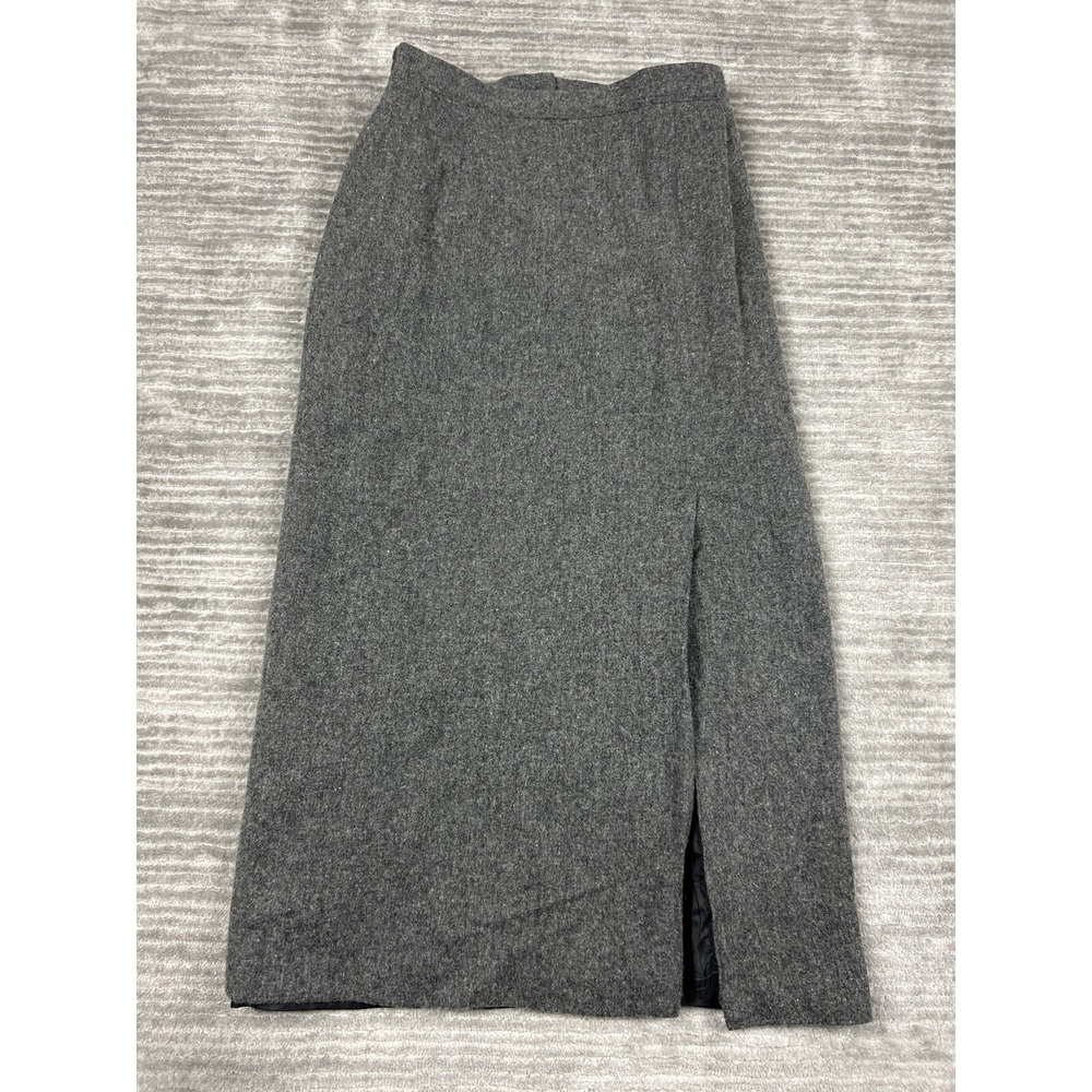 Sag Harbor Skirt Womens 10 Gray Wool Blend Long Casual Slit Lined